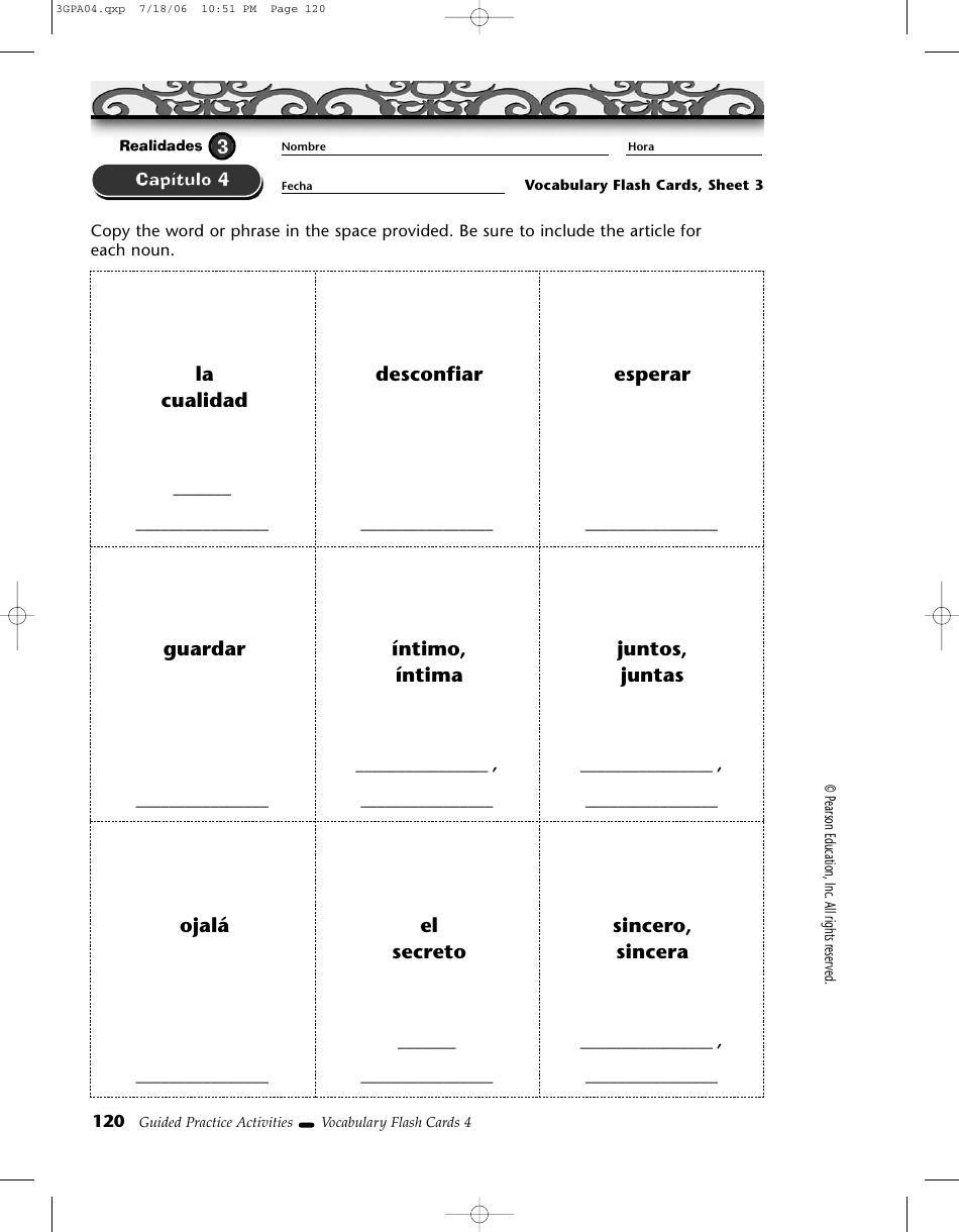 Spanish Vocabulary Flash Cards - Pearson Education, Page 3