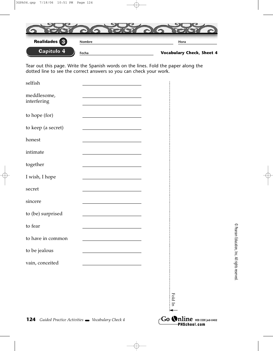 Spanish Vocabulary Flash Cards - Pearson Education, Page 7