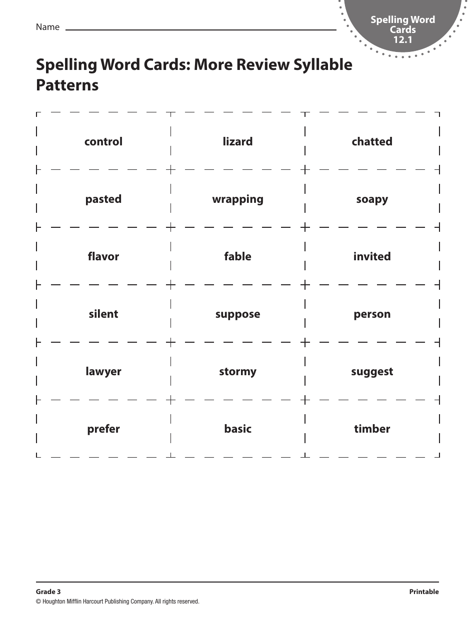 Grade 3 Spelling Word Cards - Houghton Mifflin Harcourt Publishing Company, Page 34