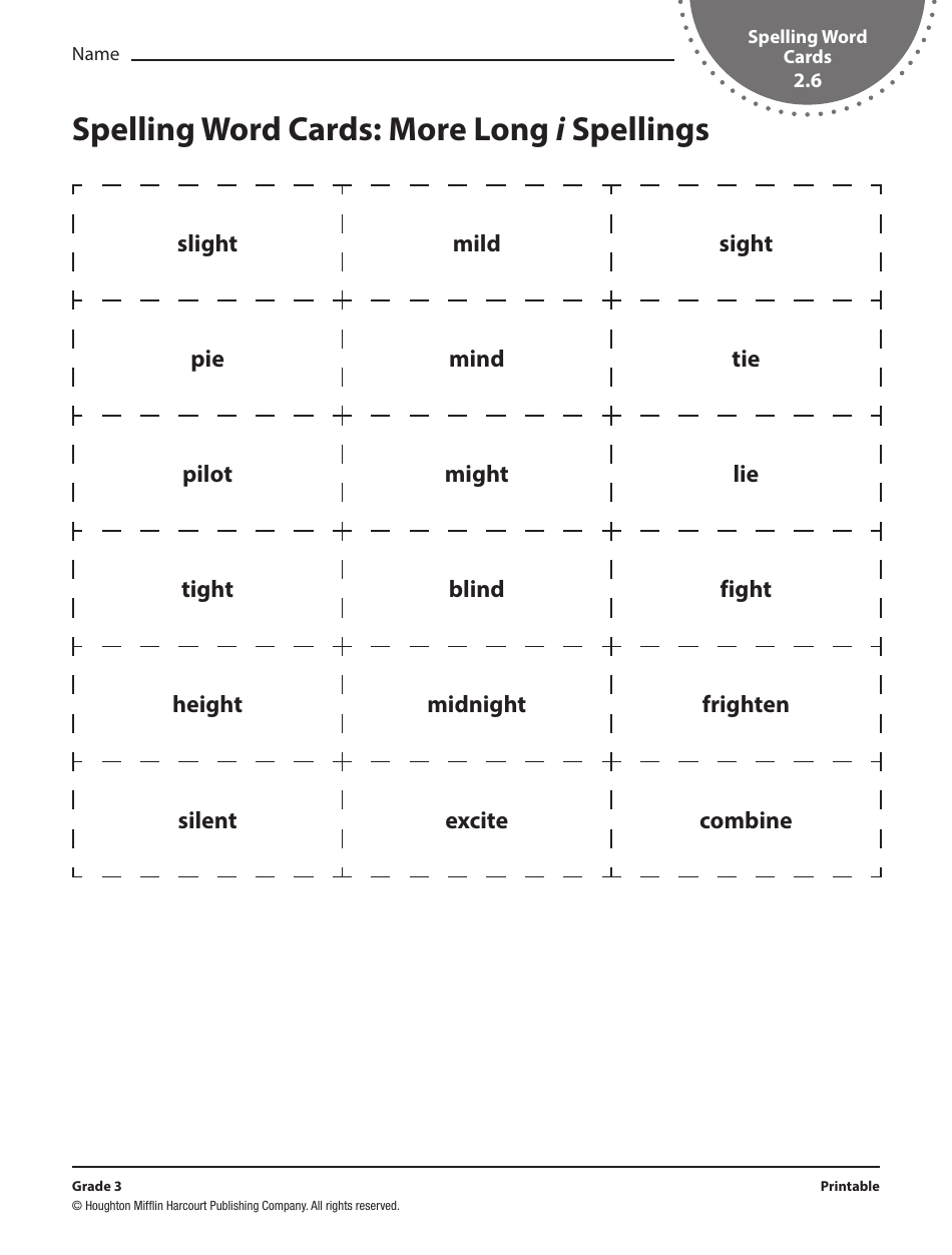 Grade 3 Spelling Word Cards - Houghton Mifflin Harcourt Publishing Company, Page 5