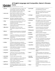 Ap English Language and Composition, Barron&#039;s Glossary Terms List