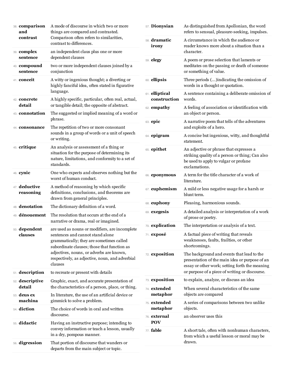 Ap English Language and Composition, Barrons Glossary Terms List, Page 2
