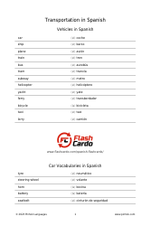 Document preview: Spanish Vocabulary List - Transportation