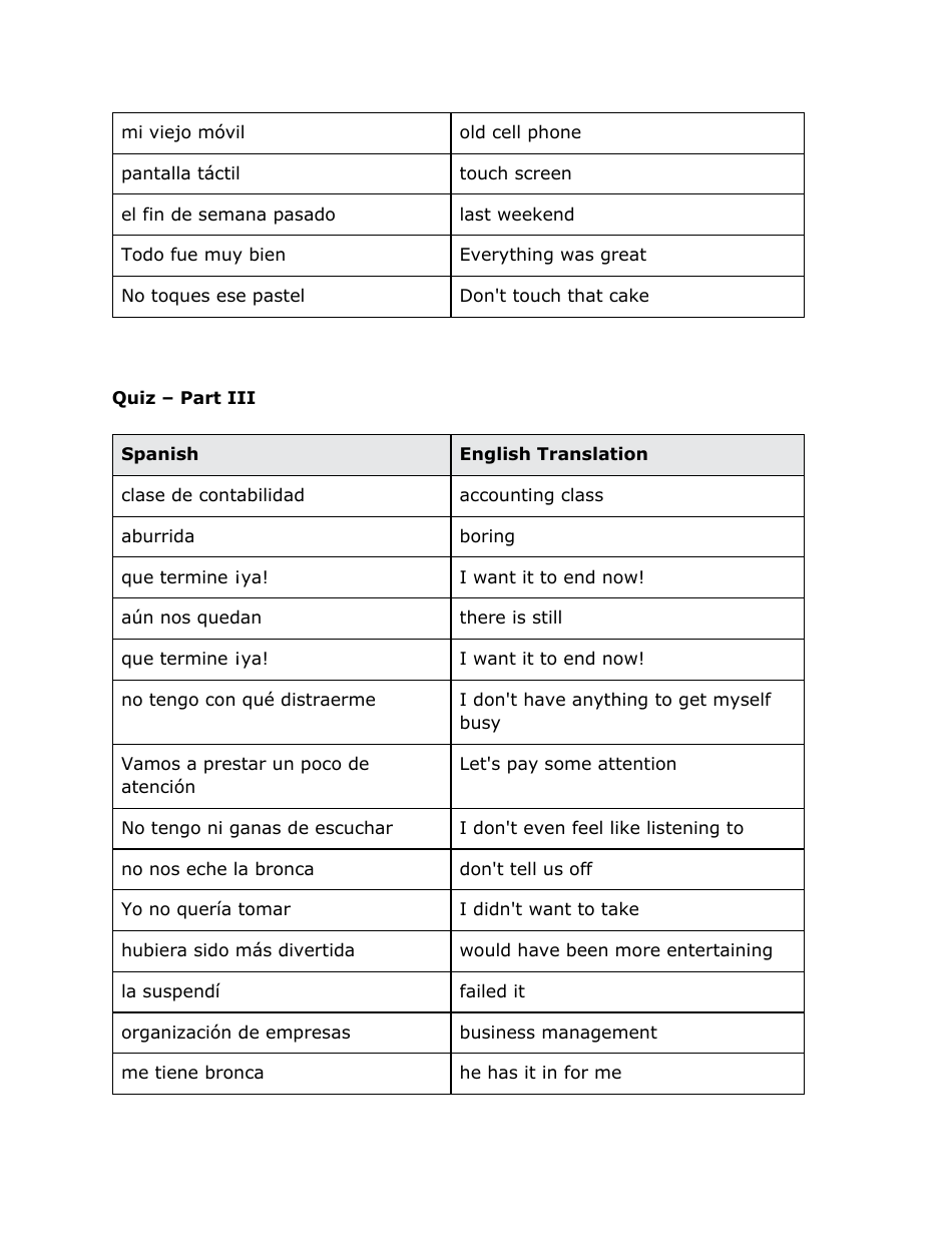 Spanish Vocabuary Flashcards, Page 25