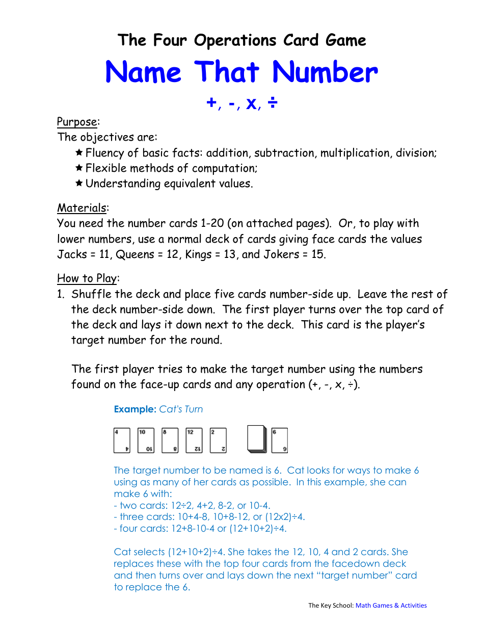 1-20 Number Cards, Page 1