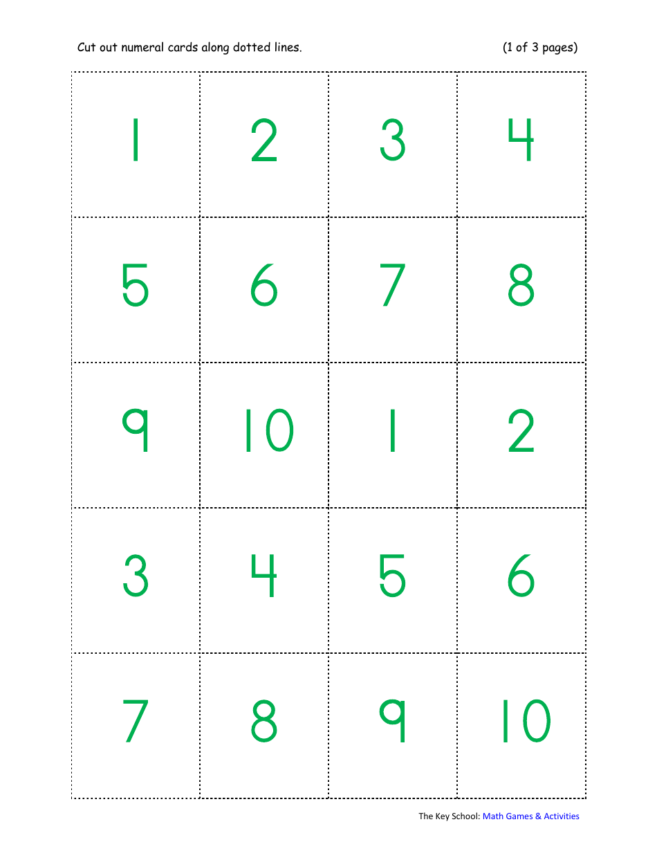 1-20 Number Cards, Page 3