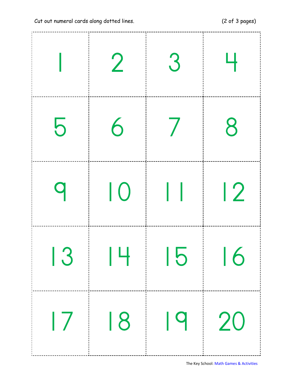 1-20 Number Cards, Page 4