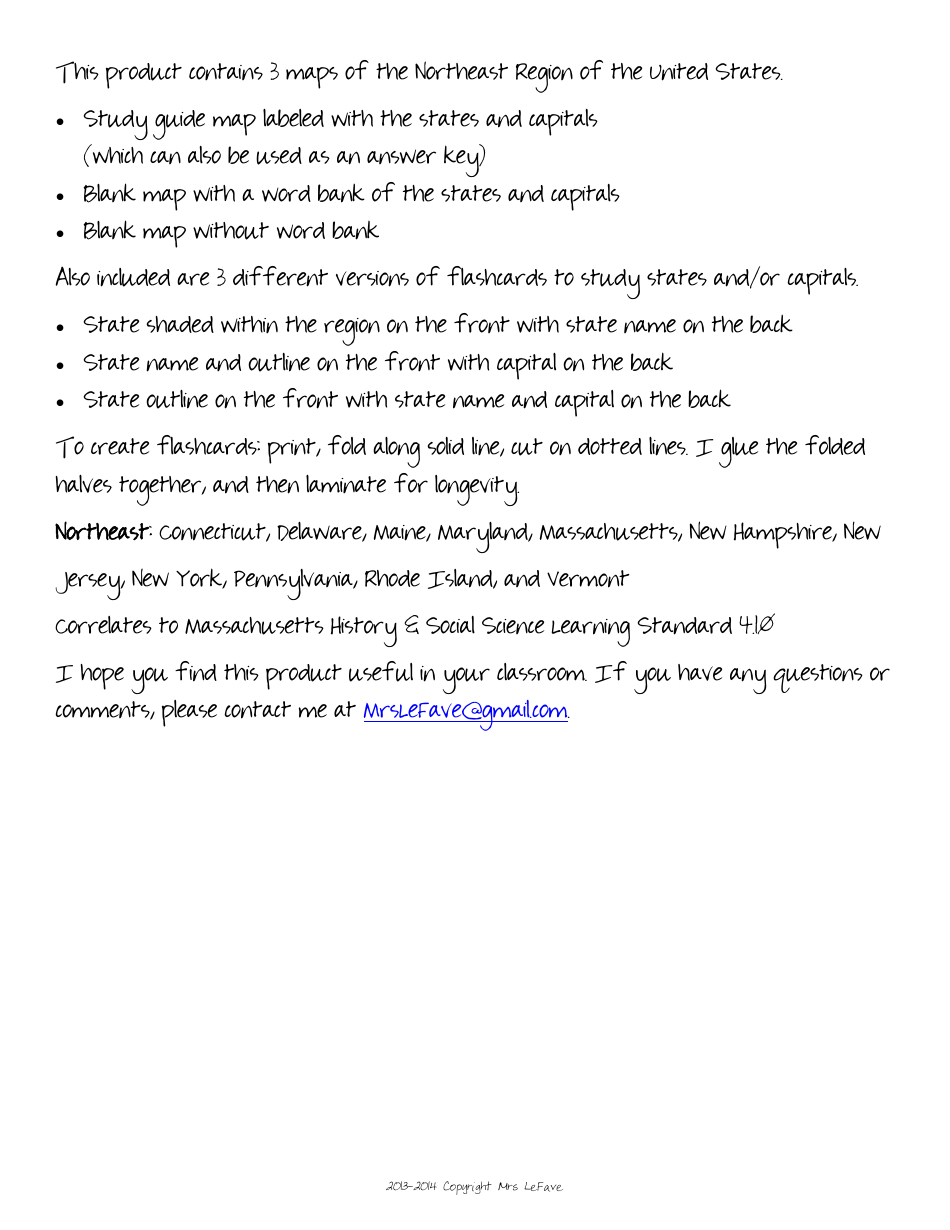 United States Northeast Region States  Capitals Maps  Flashcards, Page 2