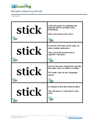 Multiple Meaning Words Flashcards, Page 10