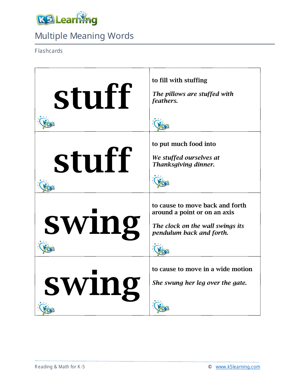 Multiple Meaning Words Flashcards, Page 13