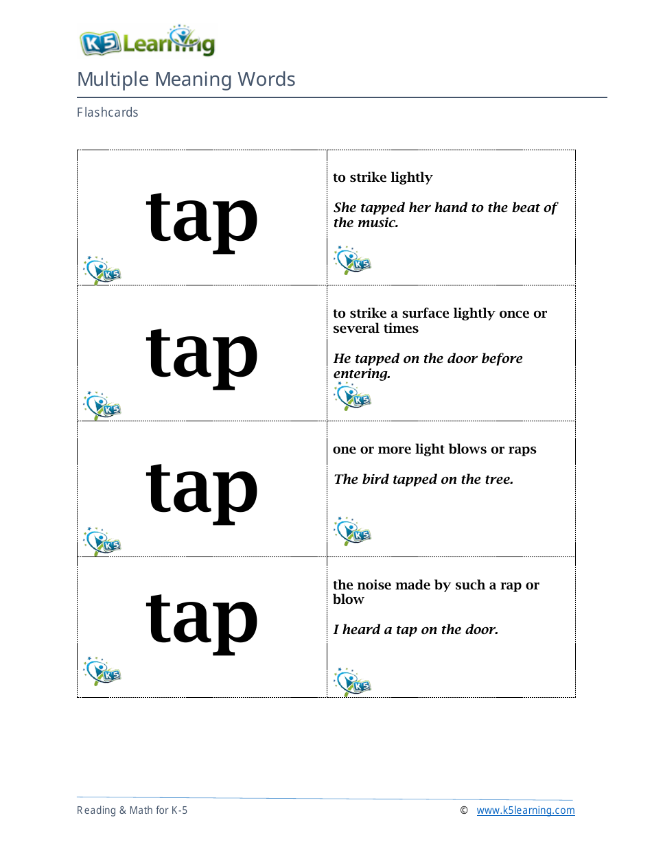 Multiple Meaning Words Flashcards, Page 15