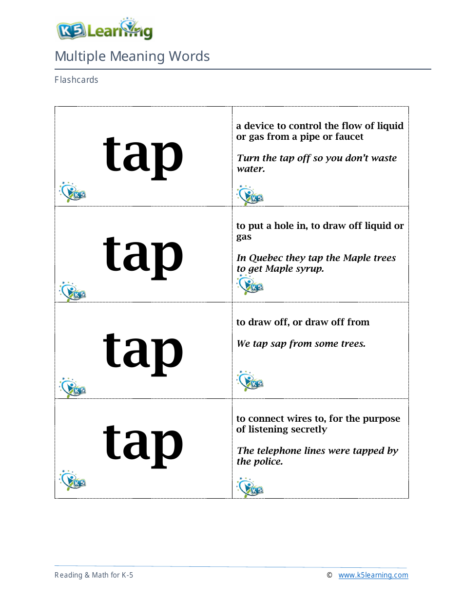 Multiple Meaning Words Flashcards, Page 16