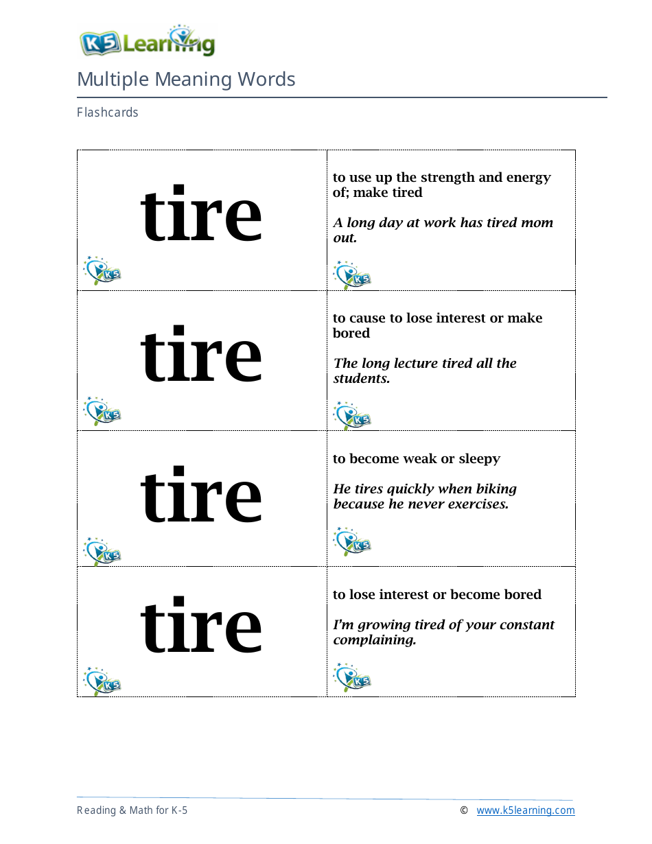Multiple Meaning Words Flashcards, Page 17