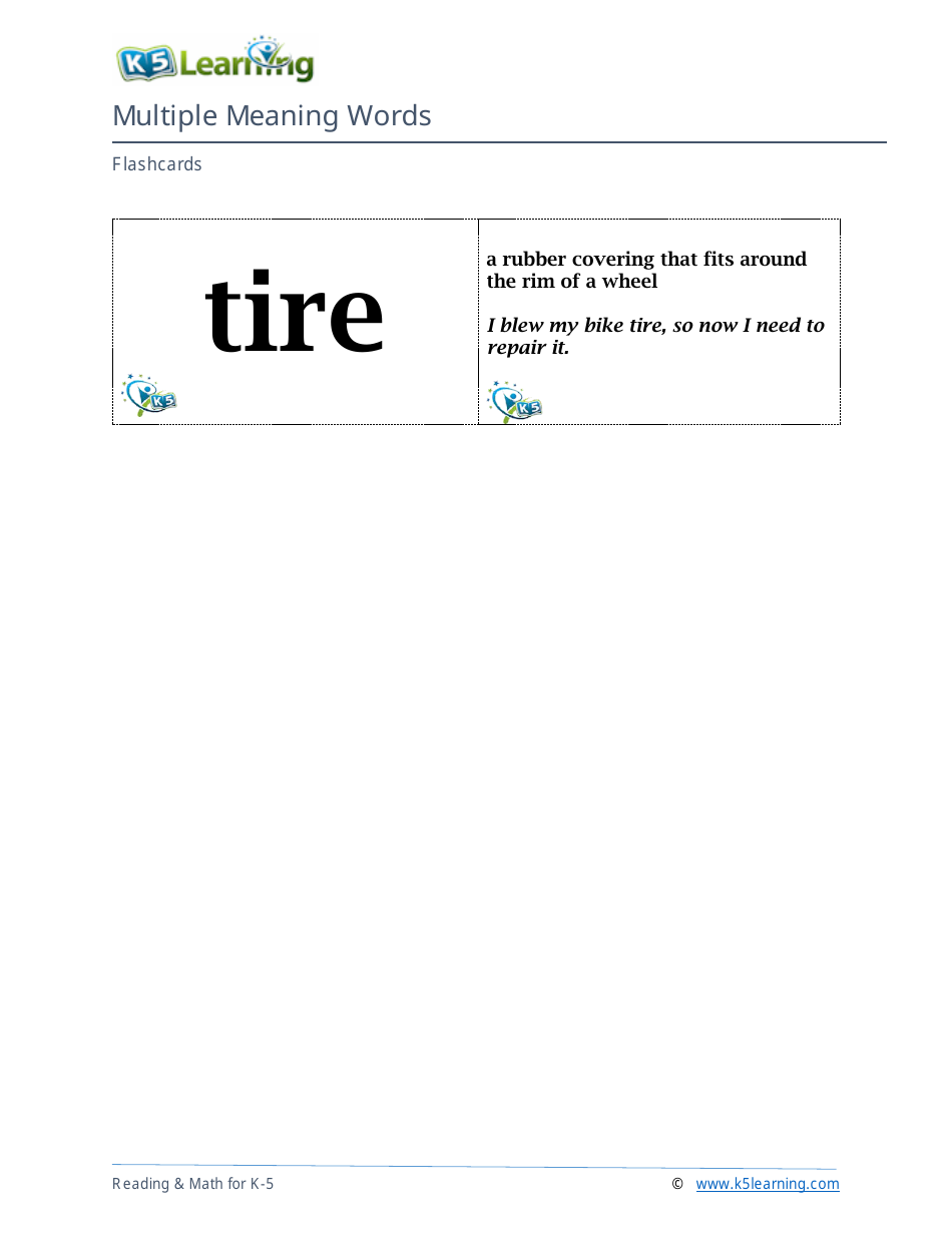 Multiple Meaning Words Flashcards, Page 18