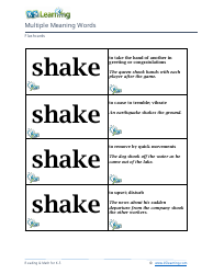 Multiple Meaning Words Flashcards, Page 3