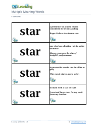 Multiple Meaning Words Flashcards, Page 8