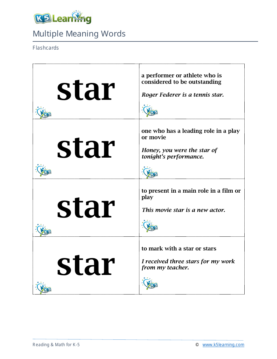 Multiple Meaning Words Flashcards, Page 8