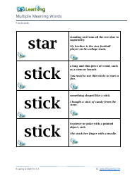 Multiple Meaning Words Flashcards, Page 9