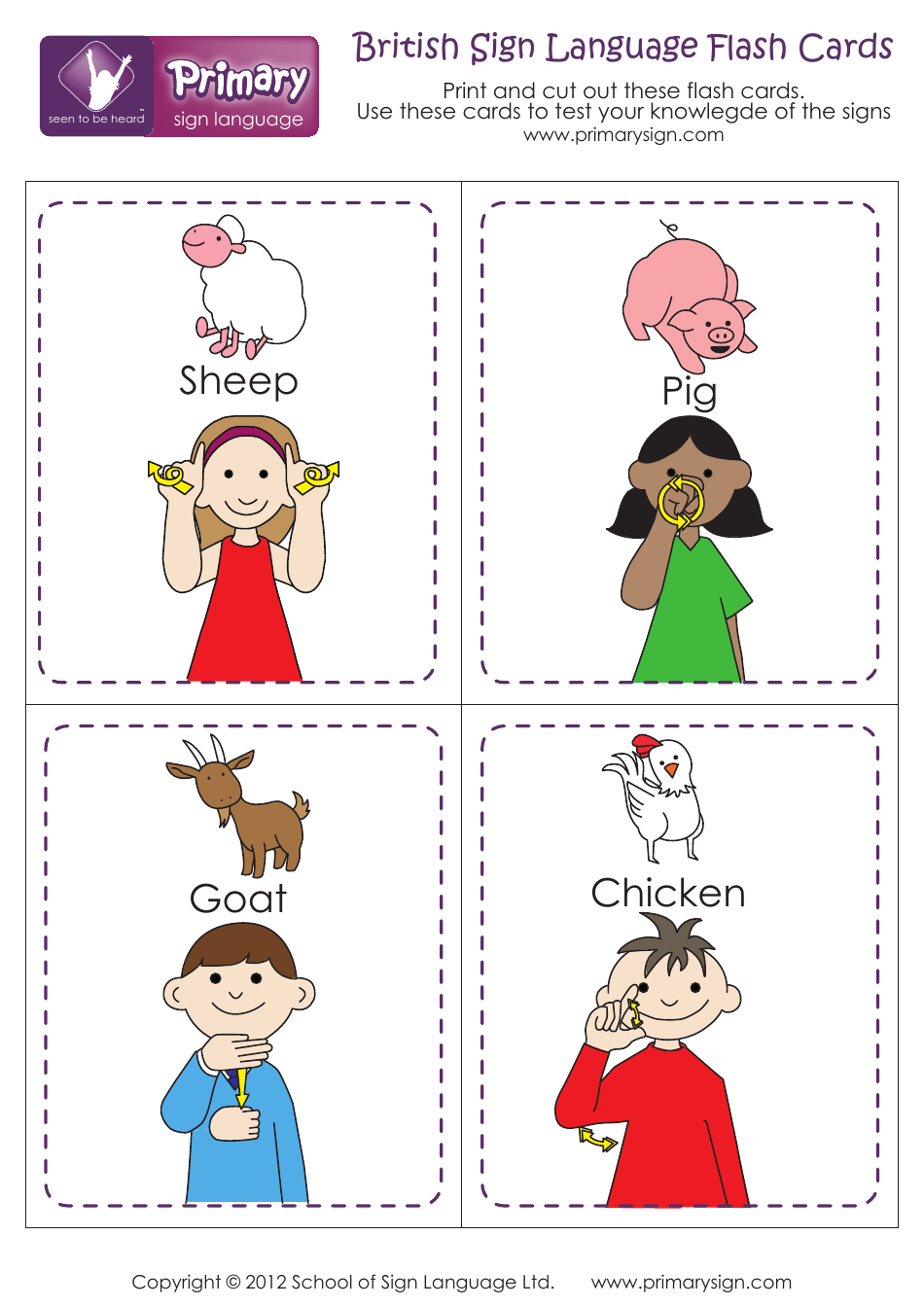 British Sign Language Flashcards, Page 3