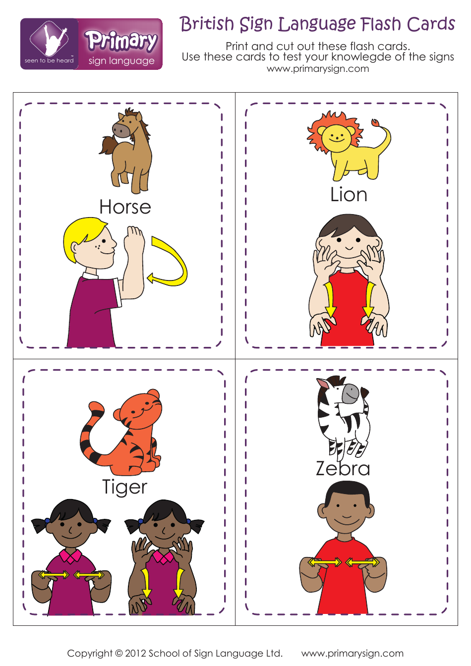 British Sign Language Flashcards, Page 4