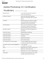 Document preview: Adobe Photoshop Cc Certication Vocabulary Flashcards