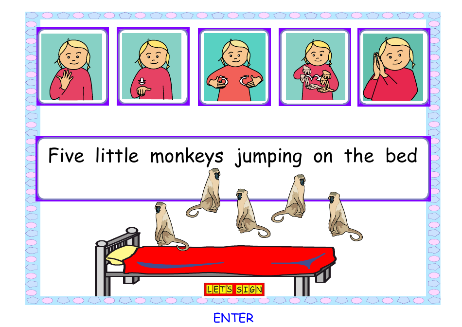 Sign Language Flashcards: Five Little Monkeys - Deafsign, Page 1