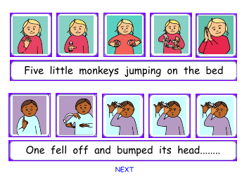 Sign Language Flashcards: Five Little Monkeys - Deafsign, Page 2