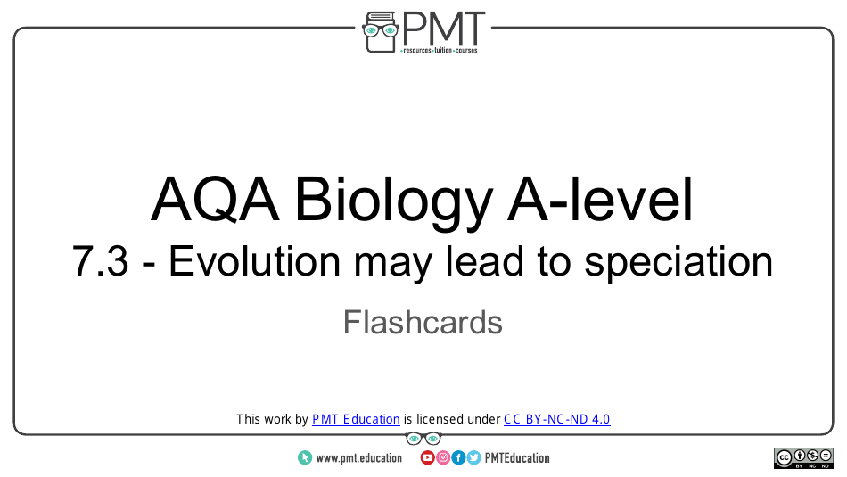 Aqa Biology aLevel Flashcards Evolution May Lead to Speciation Download Printable PDF