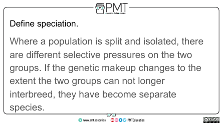 Aqa Biology a-Level Flashcards - Evolution May Lead to Speciation, Page 17