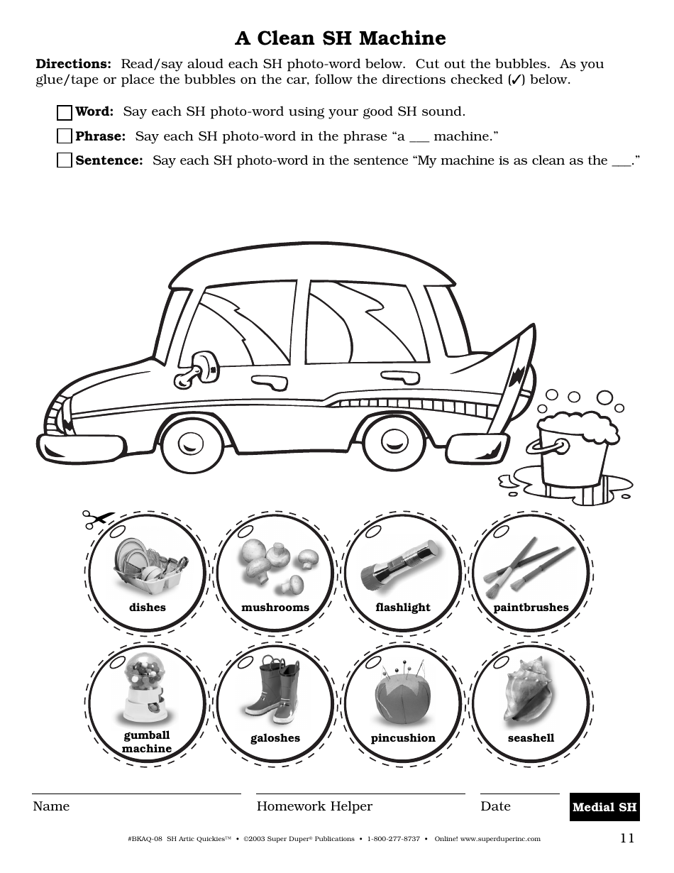 Sh Sound Worksheet - Super Duper Publications, Page 11