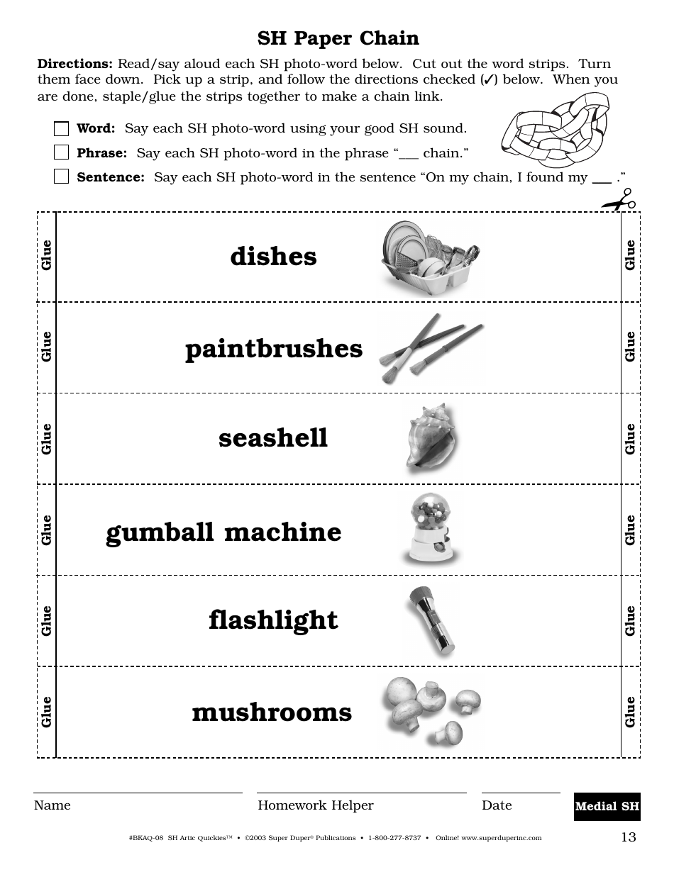 Sh Sound Worksheet - Super Duper Publications, Page 13