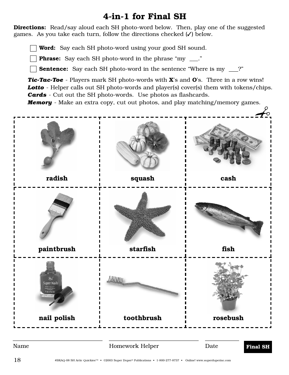 Sh Sound Worksheet - Super Duper Publications, Page 18