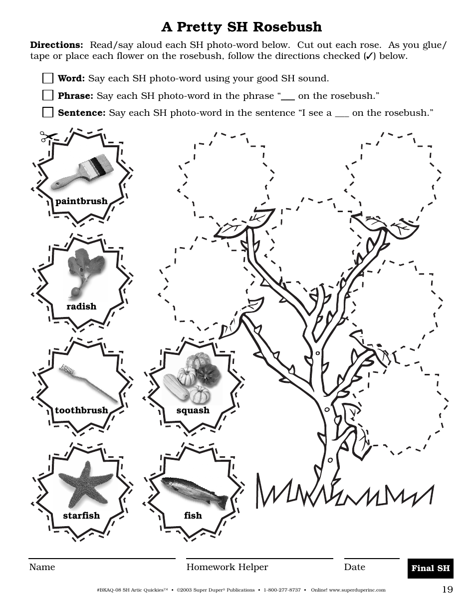 Sh Sound Worksheet - Super Duper Publications, Page 19