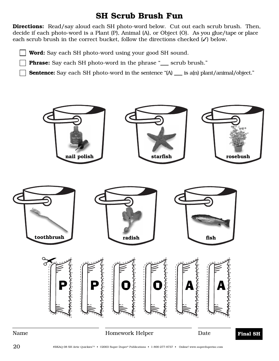 Sh Sound Worksheet - Super Duper Publications, Page 20