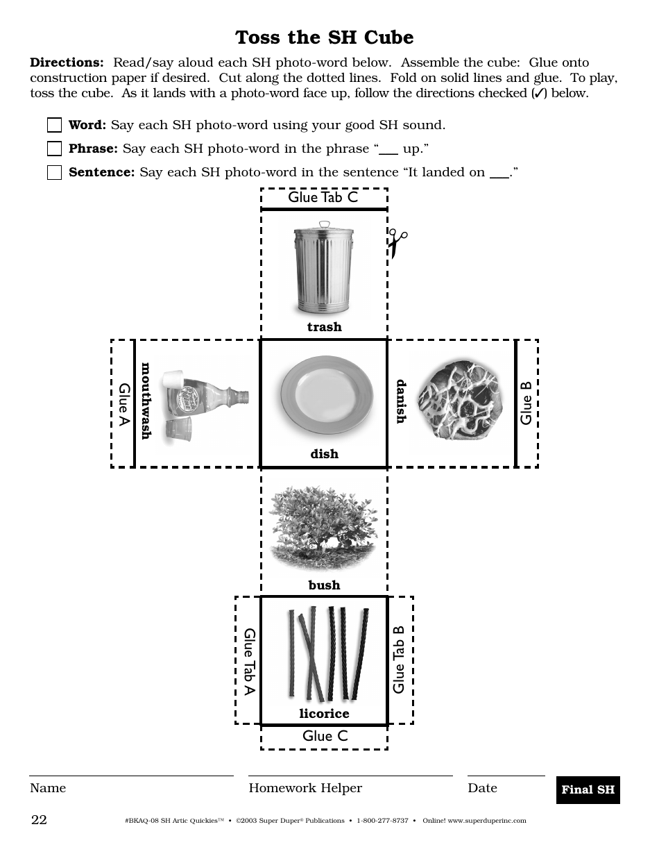 Sh Sound Worksheet - Super Duper Publications, Page 22