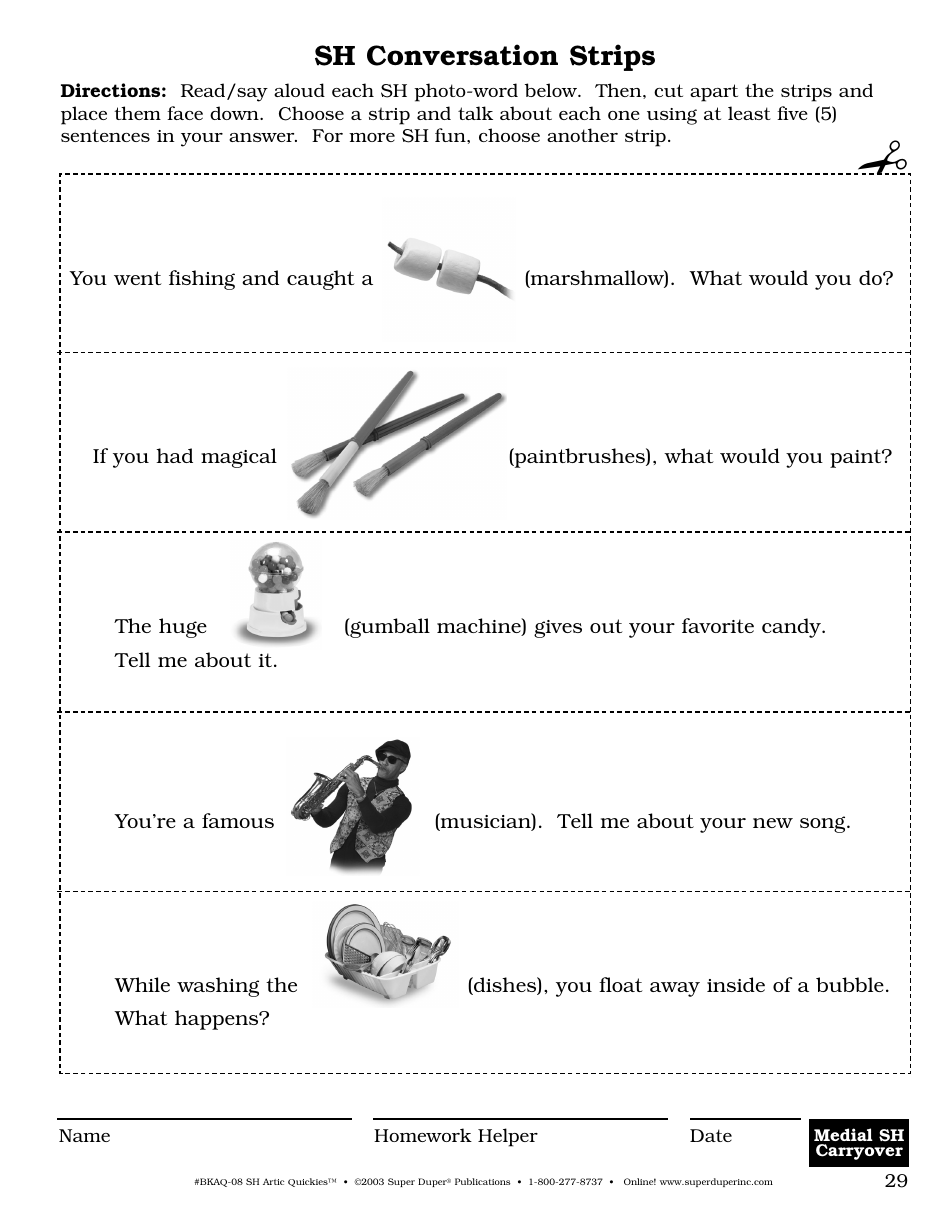 Sh Sound Worksheet - Super Duper Publications, Page 29