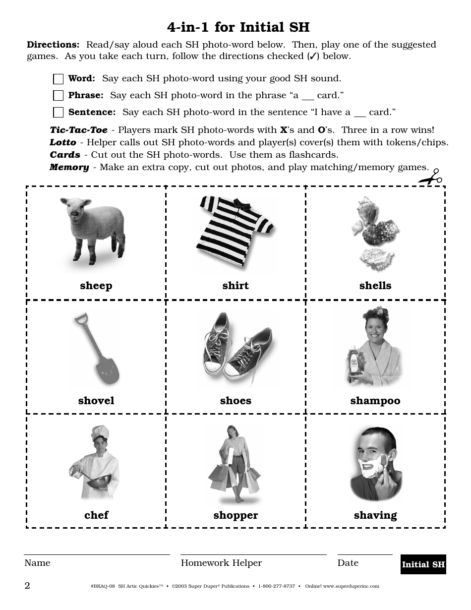 Sh Sound Worksheet - Super Duper Publications, Page 2