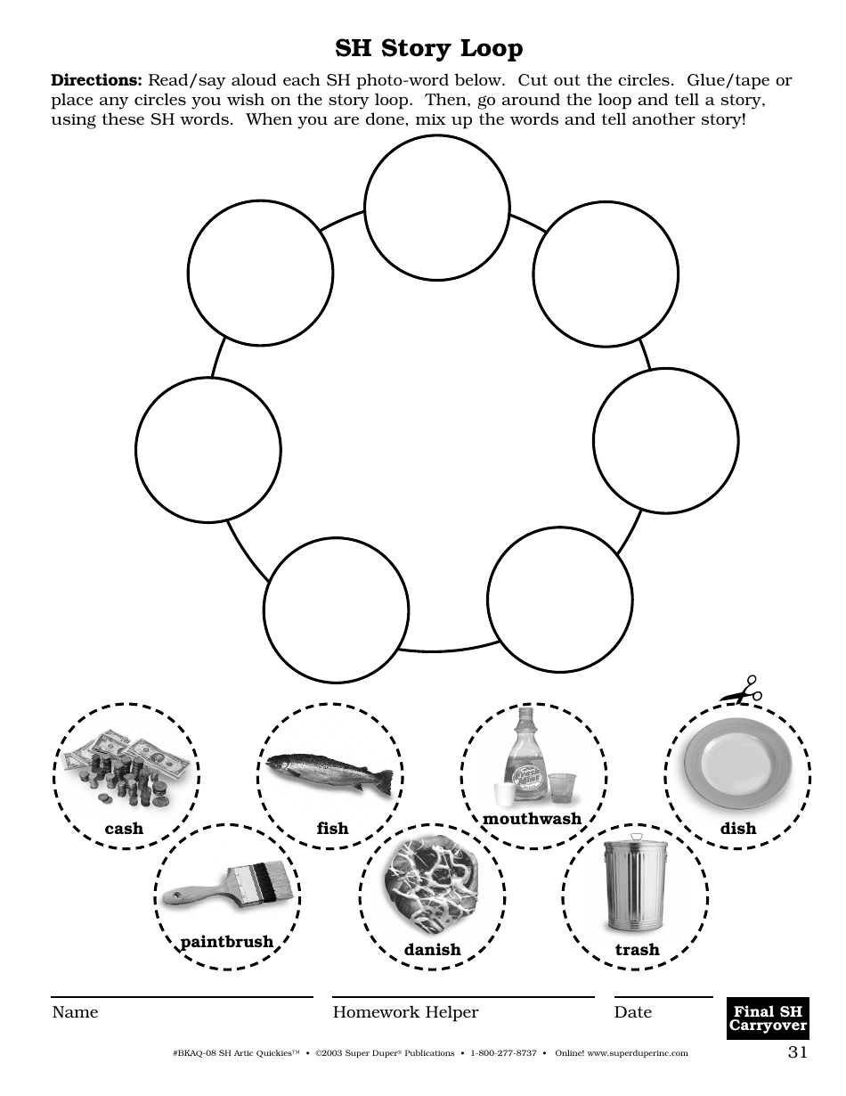 Sh Sound Worksheet - Super Duper Publications, Page 31