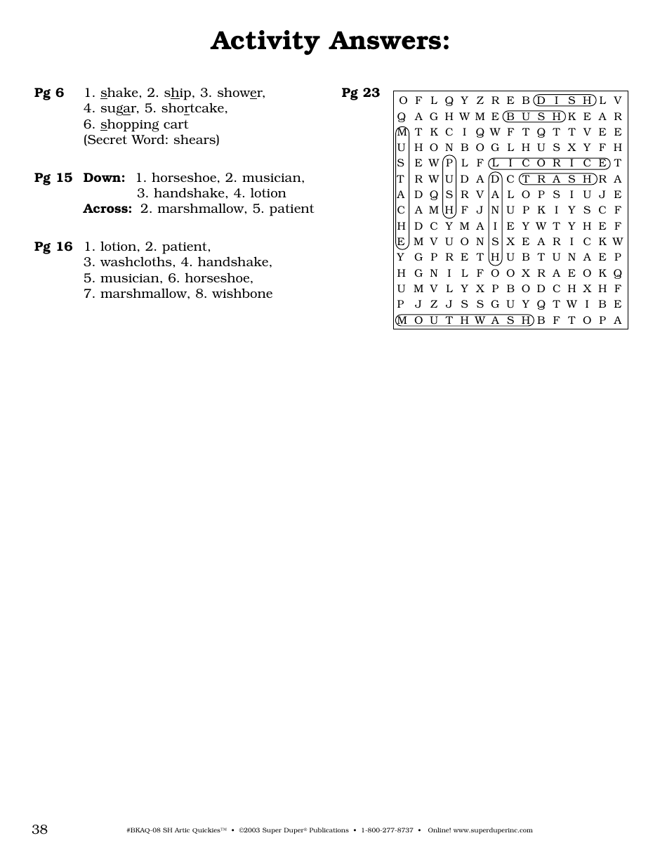 Sh Sound Worksheet - Super Duper Publications, Page 38