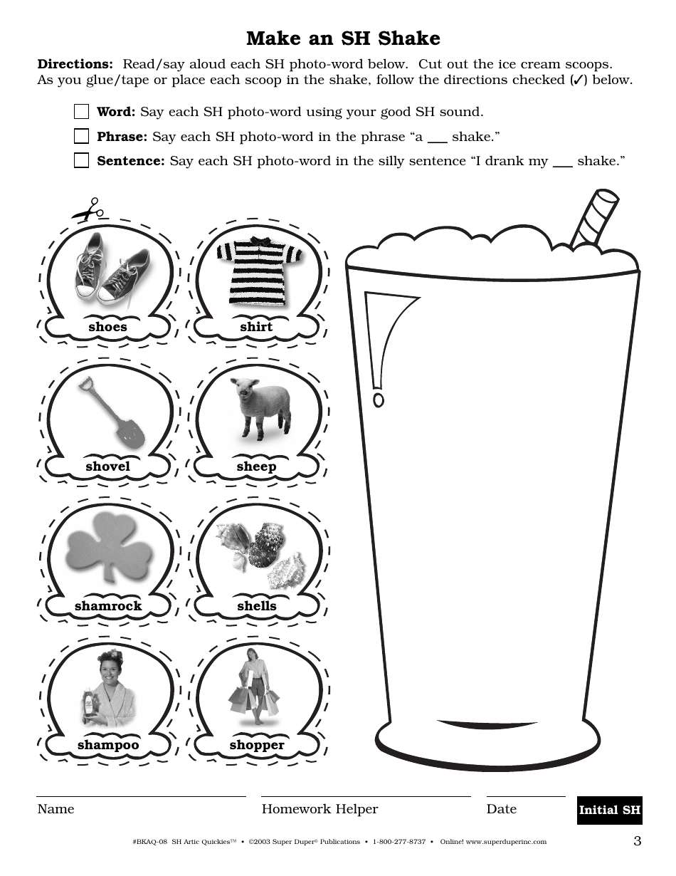 Sh Sound Worksheet - Super Duper Publications, Page 3