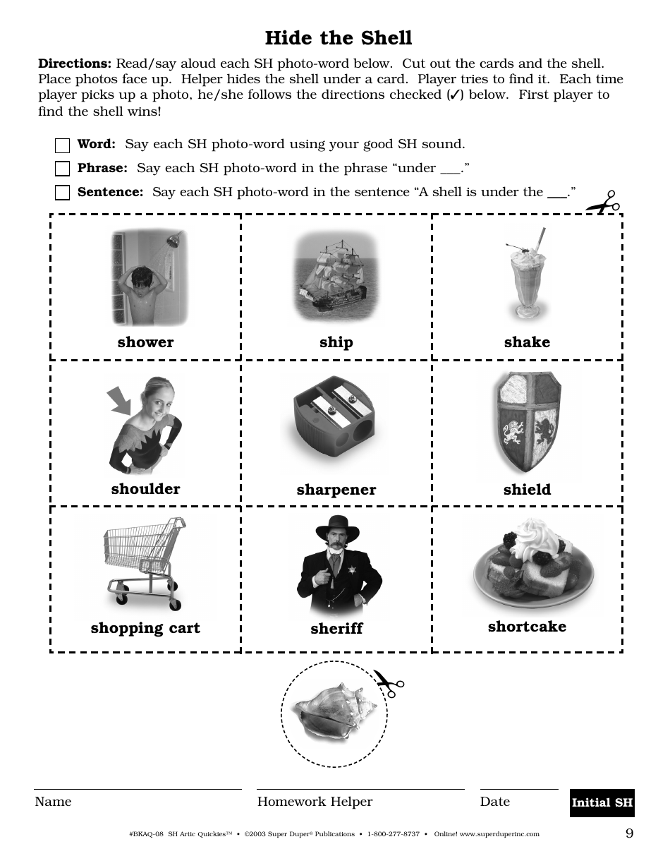 Sh Sound Worksheet - Super Duper Publications, Page 9