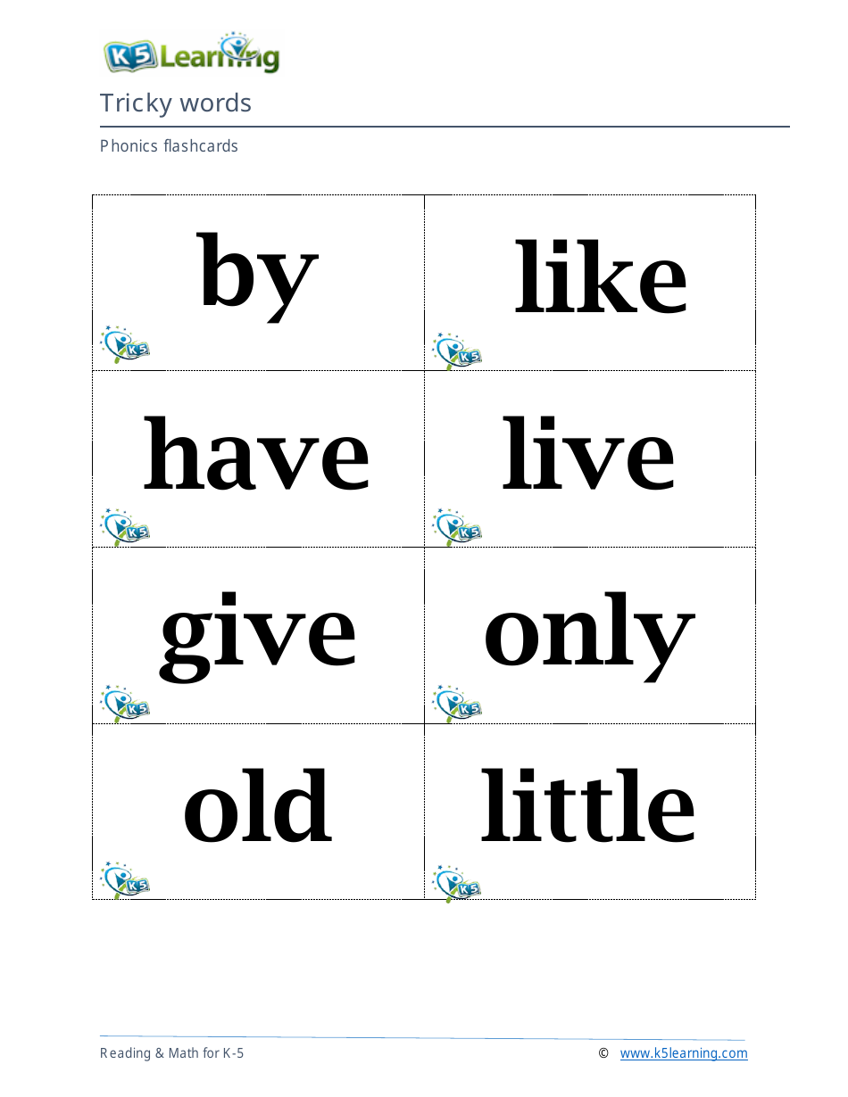 Phonics Flashcards - Tricky Words, Page 4