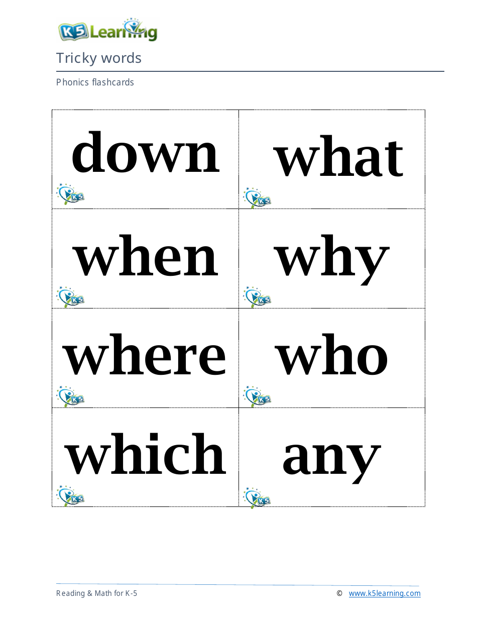 Phonics Flashcards - Tricky Words, Page 5