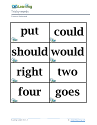Phonics Flashcards - Tricky Words, Page 7