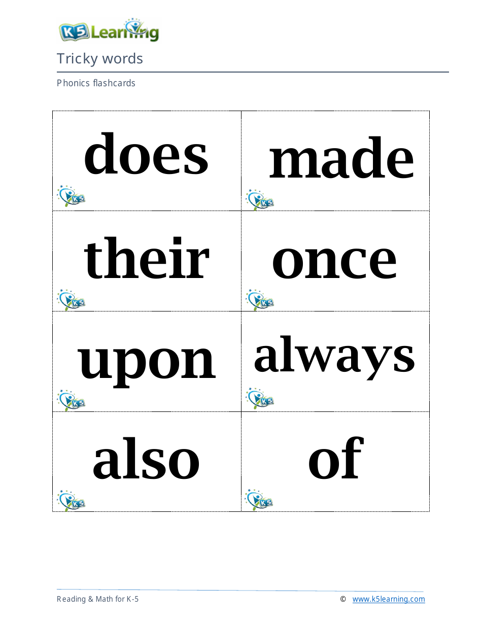 Phonics Flashcards - Tricky Words, Page 8