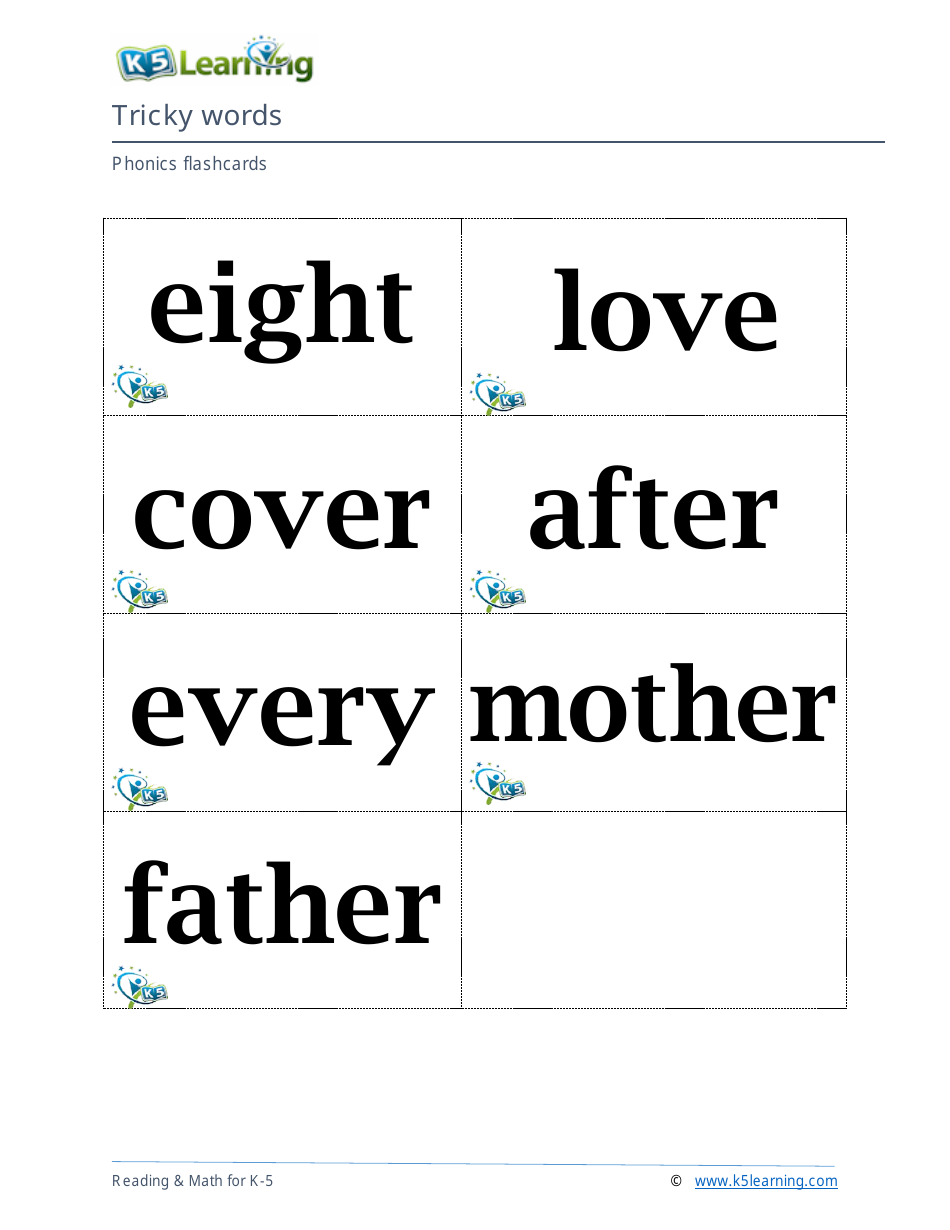 Phonics Flashcards - Tricky Words, Page 9