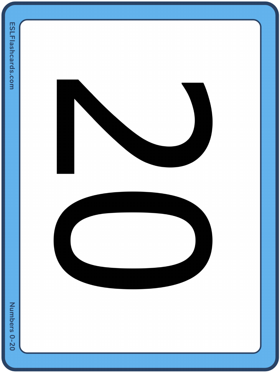 Large 0-20 Number Flashcards, Page 21