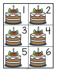 Document preview: Birthday Cake Number Cards - 1-30