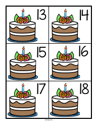 Birthday Cake Number Cards - 1-30, Page 3