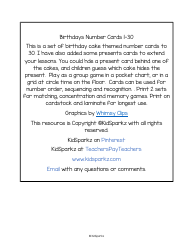 Birthday Cake Number Cards - 1-30, Page 7